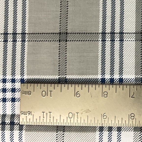 Vintage 90s plaid cotton polyester blended fabric 86” x 62” blue gray white - Picture 4 of 4